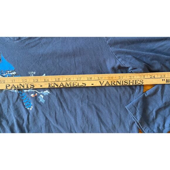 Life Is Good Crusher V Neck T Shirt Women’s XXL Blue Jay Bird on Branch Spring - Picture 5 of 7